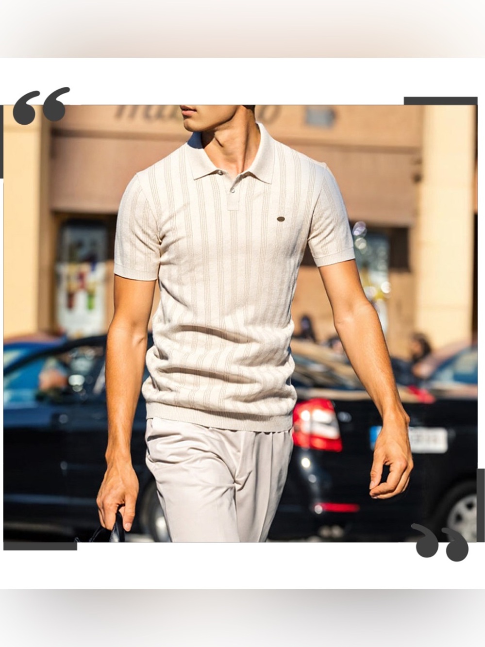Acegolfs Men’s Ribbed Knit Chevron Short Sleeve Polo Shirt UPF50+ Beige XL Golf